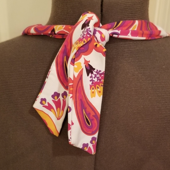 Land's End Pink Paisley V-neck Halter Swim Tankini - Picture 9 of 10